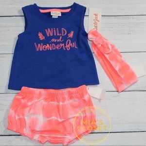 NWT Cat & Jack Girls Top & Bottom  3pc Set